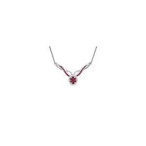 ZALES Lab Created Ruby and White Sapphire Chevron Necklace in Sterling 