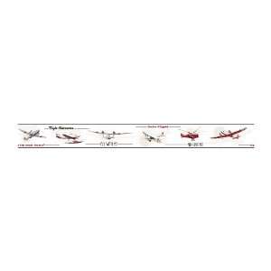   Take Flight Airplane Pre Pasted Wallpaper Border, Off White Background