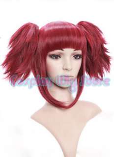 Black Butler Maylene Cosplay Dark Red Hair Wig + 2X Ponytails  