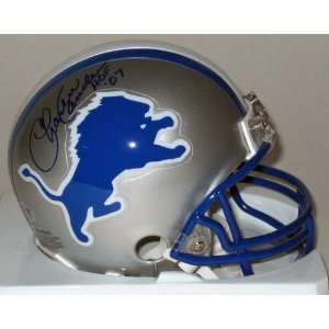 Charlie Sanders Autographed/Hand Signed Detroit Lions Mini Helmet with 