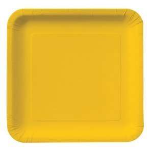  School Bus Yellow (Yellow) Square Dinner Plates (18) Party 