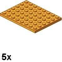 Lego Plate 6x8   Dark Tan   Lot of 5   NEW  