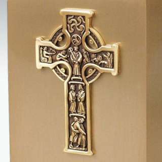 Celtic Cross Bronze Cube Cremation Urn   