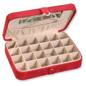  Red Sueded 24 Section Earring Case Jewelry
