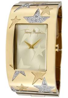 Thierry Mugler Watch 4707702 Womens White Crystal Champagne Dial Gold 