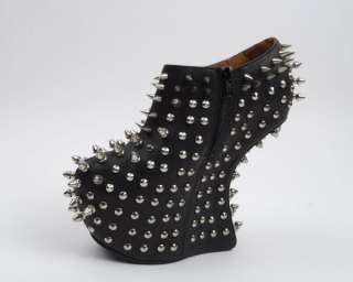 JEFFREY CAMPBELL New NIB SHADOW SPIKE STUD BLACK Leather Ankle Boots 