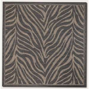  86 Square Area Rug Zebra Pattern in Black and Cocoa 