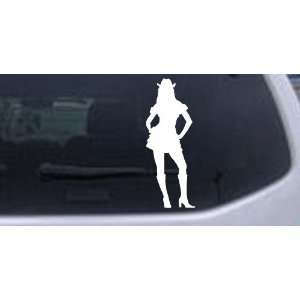 White 58in X 21.8in    Sexy Cowgirl Silhouettes Car Window Wall Laptop 