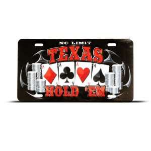 Texas Holdem Card Game Novelty Airbrushed Metal License Plate Sign Tag