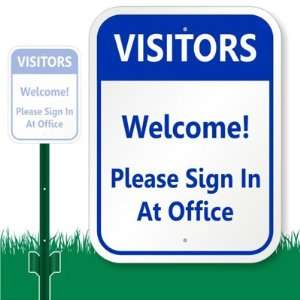  Welcome Please Sign In Office Aluminum Sign with Stake 