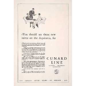  1927 Ad Cunard Line Aquitania Berengaria Mauretania Cruise 