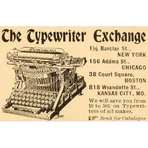  1898 Ad Typewriter Exchange Densmore Writing Machine 