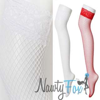 Sexy White Lace Thigh High Large Hole Fishnet Stocking  