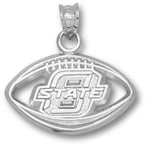  Oklahoma State O State Pierced Football Pendant (Silver 