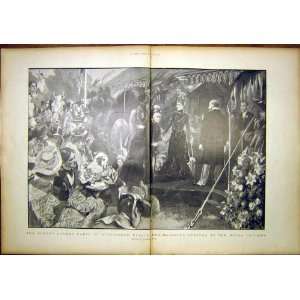  Queen Victoria Buckingham Palace Party Old Print 1900 