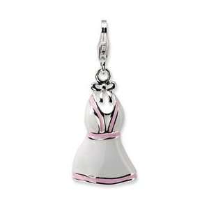 New Amore La Vita Sterling Silver 3 D Pink Dress Charm with Lobster 