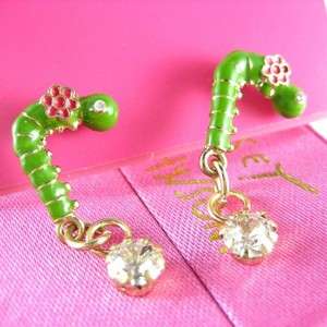 NWT Betsey Johnson Worm with Flowers Earrings Stud 211  