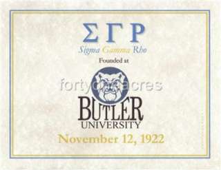 FOUNDED AT Series   Sigma Gamma Rho Print   BUTLER UNIV  