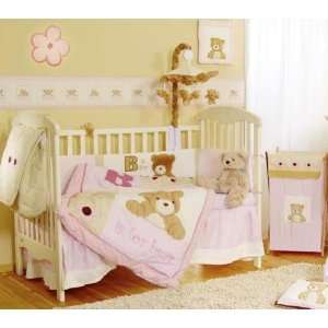 Baby Crib Bedding Set Girl Cuddly Bear Pink Crib Bedding Collection 4 