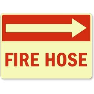  Fire Hose (Arrow Right) Glow Vinyl Sign, 14 x 10 Office 