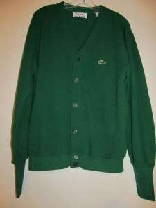 Vintage mens green Izod Lacoste cardigan sweater L  