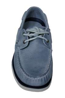   Shoes Classic 2 Eye Pearl Blue Nubuck Leather Boat Shoes 29587  