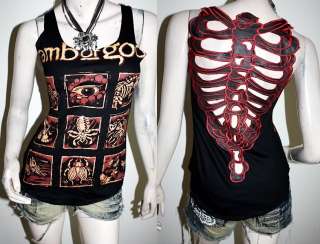 Lamb Of God Punk Metal Rock DIY Skeleton Back Tank Top Shirt Size 