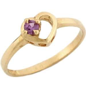   Gold June Birthstone Synthetic alexandrite Heart Baby Ring Jewelry
