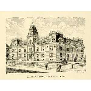  1893 Print Chicago Alexian Brothers Hospital Medical 