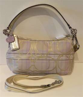 NWT Coach SIS Lavender & Gold Plaid Signature Demi Crossbody with ID 