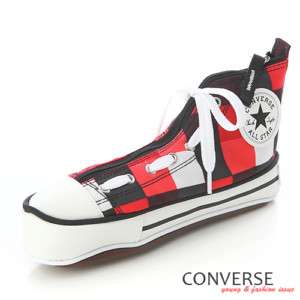 BN Converse Cute Shoes Pencil Bag Red / Black Plaid  