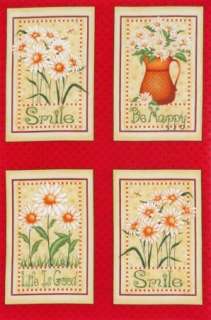 Daisy Spring Bouquet Be Happy Smile Life Good 4.75 x 7.25 quilt 