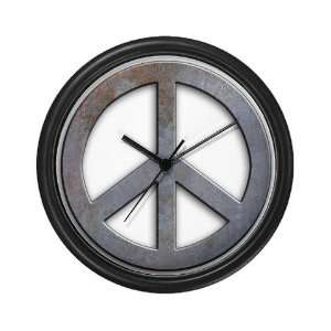  Distressed Metal Peace Sign Peace Wall Clock by  