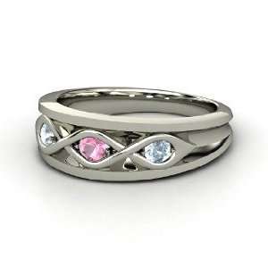  Triple Twist Ring, Sterling Silver Ring with Pink 