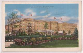 Bay City Michigan Postcard Wenonah Hotel Front View w/ 1940 MI 