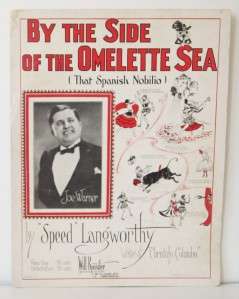1926 BY THE SIDE OF THE OMELETTE SEA Novelty Song Sheet Music SPANISH 