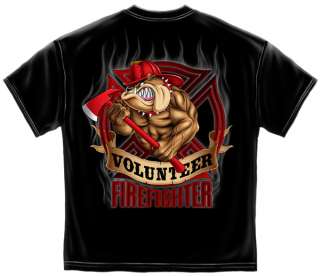 Bulldog Holding a Red Axe T Shirt Fire dept logo volunteer firefighter 