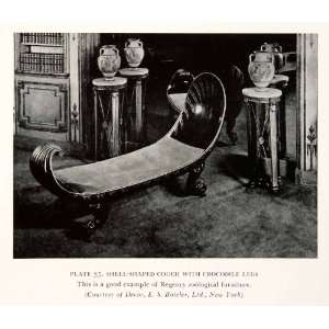  1939 Print Regency Shell Couch Sofa Furniture Crocodile 