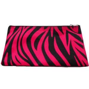   Zebra Hot Pink Black Trim Cosmetic Makeup Bag Small 