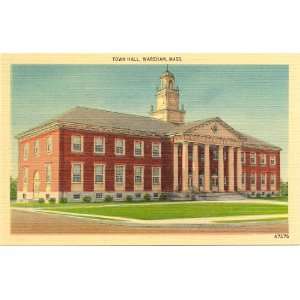   Vintage Postcard Town Hall   Wareham Massachusetts 