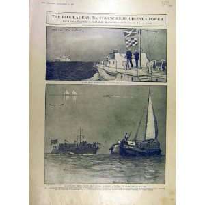  1916 Sea Power Navy Patrol Boat War Ww1 Sketch Print