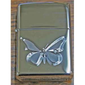  Zippo Custom Lighter   Engraved Butterfly HPC Health 