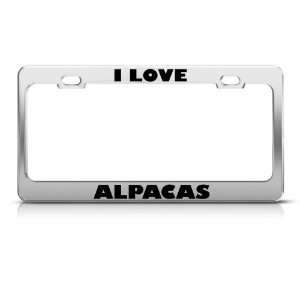  I Love Alpacas Alpaca Animal Metal license plate frame Tag 