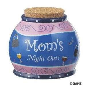  Moms Night Out Money Jar Ceramic Blue Pink Cork Lid 