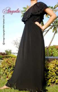 NEW White/Black One Shoulder Ruffle Long Women Maxi Dress Size M   XXL 
