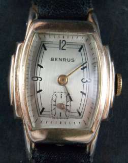 Vintage BENRUS Art Deco old dress watch gold filled UHR RELOJ MONTRE 