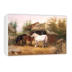  Carthorses in a farmyard by Edwin Frederick   Canvas 