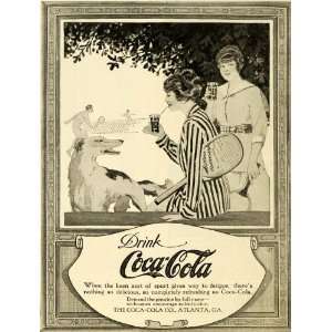 1917 Ad Coca Cola Soda Pop Tennis Match Women Sports Russian Wolfhound 