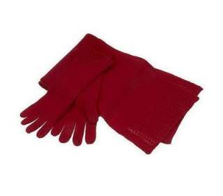 Precious Fibers 2 Ply Cashmere Pointelle Scarf and Glove Set A86532 