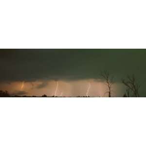  Forked Lightning Striking over a Field by Panoramic Images 